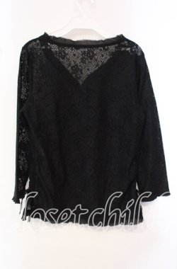 画像3: INGEBORG / Vネックレースプルオーバー M クロ O-25-10-21-112-LO-TO-OW-OS