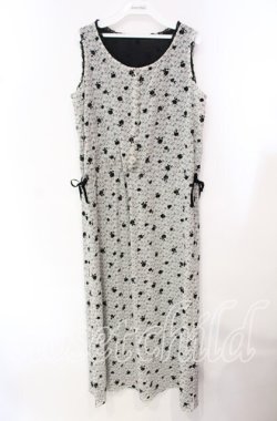 画像1: INGEBORG / フェイクレイヤードフロッキーワンピース  シロ×クロ O-25-10-21-114-LO-OP-OW-OS