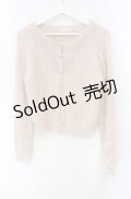 axes femme / モチーフレース付きカーデ M ピンク O-25-10-21-116-AX-TO-OW-OS