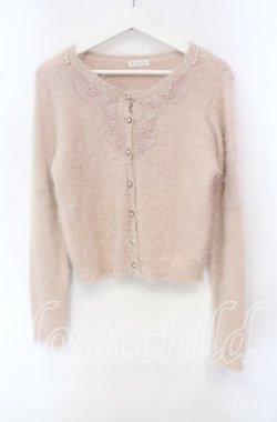 画像1: axes femme / モチーフレース付きカーデ M ピンク O-25-10-21-116-AX-TO-OW-OS