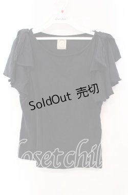 画像1: 【SALE】F&A / ショルダーリボンカットソー F クロ O-25-10-21-117-LO-TO-OW-ZT127