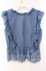 画像3: 【SALE】an another angelus / ローズコットンレース使いノースリーブブラウス F ブルー O-25-10-21-119-CA-BL-OW-ZT034 (3)