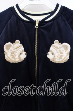 画像2: Franche Lippee / ひょこりくまスカジャン M ネイビー O-25-10-21-122-LO-JA-IG-OS