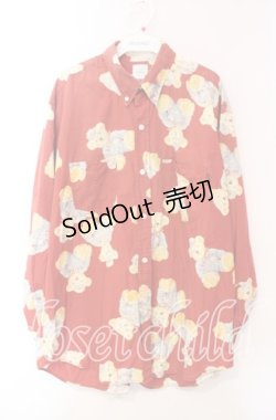 画像1: Karl Helmut / くまプリントシャツ  アカ O-25-10-21-025-EL-BL-IG-ZI