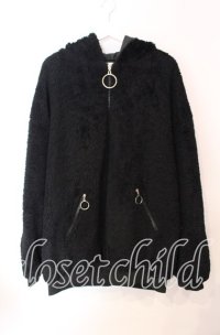 Amilige / クロスパッチボアパーカー  ブラック O-25-10-23-041-PU-TO-YM-ZT-C022