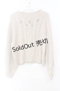 Fi.n.t / プチローズ刺繍ケーブルニットプルオーバー  ベージュ O-25-10-23-044-CA-TO-IG-ZT1029P