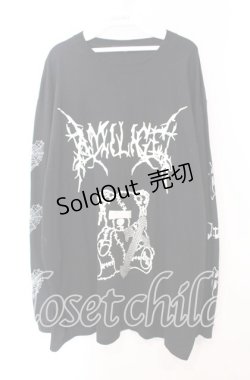 画像1: Amilige / ベアptラインストーンクロスカットソー  ブラック O-25-10-23-048-PU-TO-OW-OS