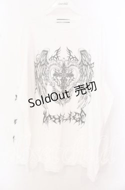 画像1: Amilige / ハートクロス羽プリントロングTシャツ  シロ O-25-10-23-056-PU-TO-OW-ZS