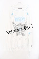 Amilige / hustlerチェーン付きロンT  ホワイト×サックス O-25-10-23-057-PU-TO-OW-ZS