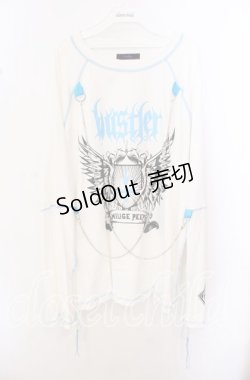 画像1: Amilige / hustlerチェーン付きロンT  ホワイト×サックス O-25-10-23-057-PU-TO-OW-ZS
