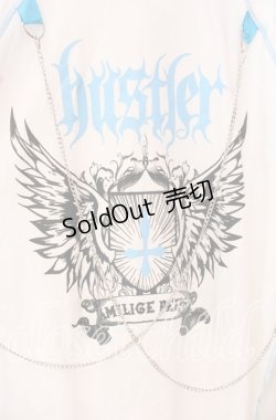 画像2: Amilige / hustlerチェーン付きロンT  ホワイト×サックス O-25-10-23-057-PU-TO-OW-ZS