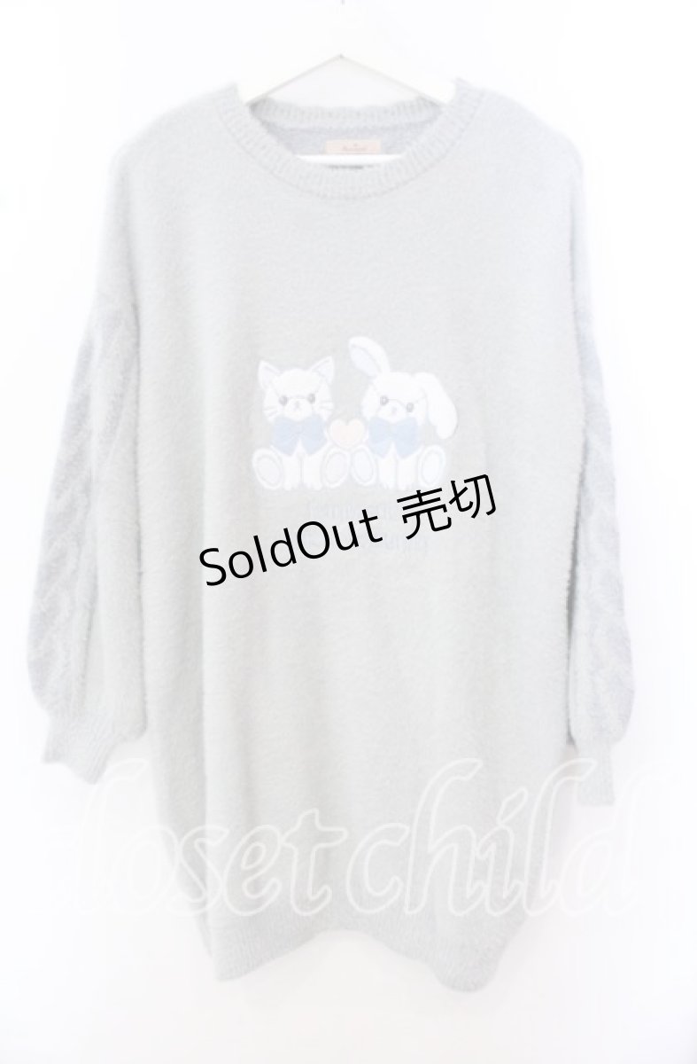 画像1: Amavel / Fantasic Animalsアップリケニットワンピース F ブルー O-25-10-23-058-CA-TO-OW-ZH (1)
