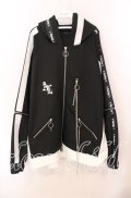 Amilige / ドルマンスリーブジャージZIPパーカー F クロ×シロ O-25-10-23-059-PU-TO-OW-OS