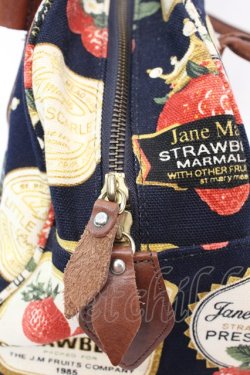 画像2: Jane Marple / ストロベリーラベルのボストンバッグ  ネイビーｘブラウン O-25-10-23-1004-JM-BG-YM-OS