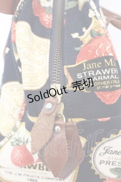 画像2: 【SALE】Jane Marple / ストロベリーラベルのボストンバッグ  ネイビーｘブラウン O-25-10-23-1004-JM-BG-YM-ZT-K026