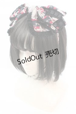 画像1: ALICE and the PIRATES / 薔薇の名前柄リボンカチューシャ  クロ×ワイン O-25-10-23-1009-PA-AC-OW-ZT012