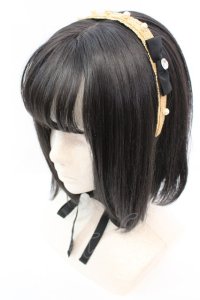 Emily Temple cute / ストローヘッドドレス  ナチュラル×クロ O-25-10-23-1012-ET-AC-IG-ZT012-F001