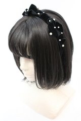 Emily Temple cute / パール＆ベルベットリボンカチューシャ  クロ O-25-10-23-1014-ET-AC-IG-ZT012