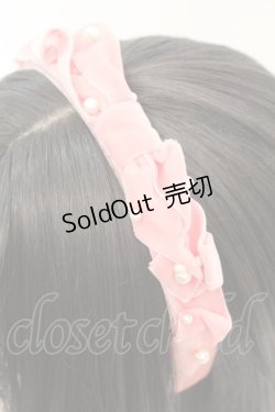 画像2: Emily Temple cute / パール＆ベルベットリボンカチューシャ  ピンク O-25-10-23-1015-ET-AC-IG-ZT012