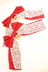 BABY,THE STARS SHINE BRIGHT / 裾スカラップタータンチェックジャンパースカートセットのリボンコーム  えんじ＊シロ O-25-10-23-1040-BA-AC-IG-ZT012-F001