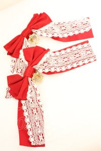 BABY,THE STARS SHINE BRIGHT / 裾スカラップタータンチェックジャンパースカートセットのリボンコーム  えんじ＊シロ O-25-10-23-1040-BA-AC-IG-ZT012-F001