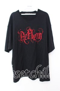 REFLEM / ラインストーンロゴ半袖Tシャツ XXL ブラック O-25-10-23-060-PU-TO-OW-ZT408