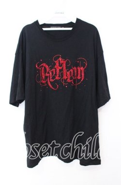 画像1: REFLEM / ラインストーンロゴ半袖Tシャツ XXL ブラック O-25-10-23-060-PU-TO-OW-OS