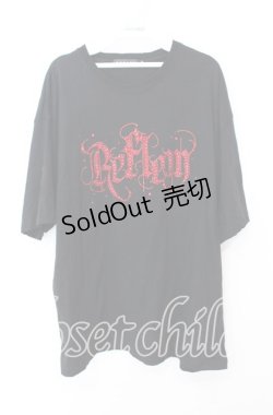 画像1: 【SALE】REFLEM / ラインストーンロゴ半袖Tシャツ XXL ブラック O-25-10-23-060-PU-TO-OW-ZT408