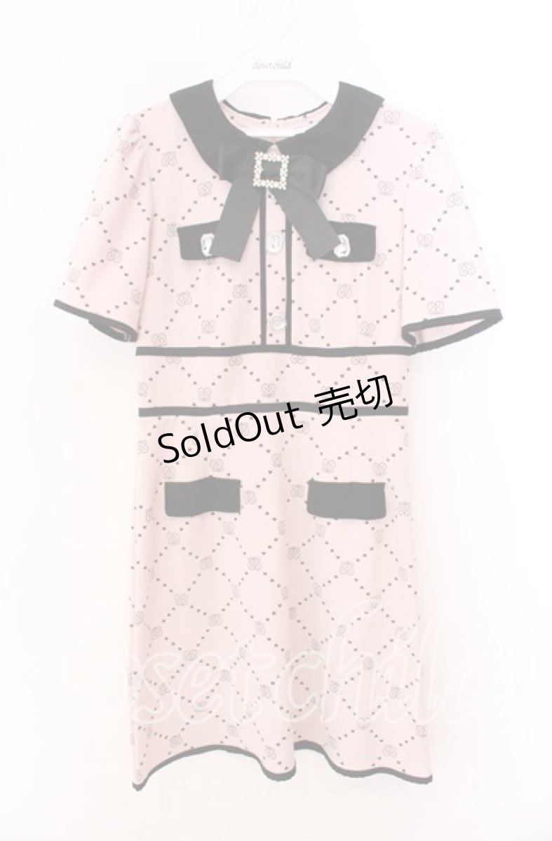 画像1: 【SALE】Ank Rouge / モノグラムドーリーワンピース  ピンク×クロ O-25-10-23-073-CA-OP-IG-ZT091 (1)