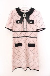 Ank Rouge / モノグラムドーリーワンピース  ピンク×クロ O-25-10-23-073-CA-OP-IG-ZT091