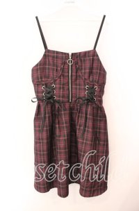 NOEMIE / レースアップコルセット風キャミワンピース  ダークピンク O-25-10-23-086-LO-OP-IG-ZT111