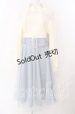 画像1: Favorite / オフショルパーカーと3層チュールスカートがふんわり舞う春風ワンピース M アイボリー×サックス O-25-10-23-093-LO-OP-IG-OS