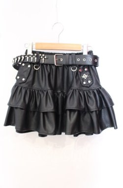 画像1: REFLEM / 弾丸ベルト付きフリルスカート F ブラック O-25-10-23-022-PU-SK-OW-OS