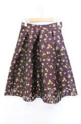 an another angelus / フラワージャガードタックスカート  ワイン O-25-10-23-023-CA-SK-IG-ZT126