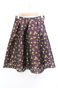 an another angelus / フラワージャガードタックスカート  ワイン O-25-10-23-023-CA-SK-IG-ZT126