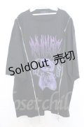 Amilige / DEVIL BEARプリントロングZIP Tシャツ  ブラック O-25-10-24-035-PU-TS-YM-OS