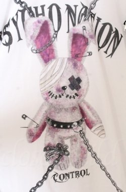 画像2: PSYCHO NATION / ショルダーZIPラビットBIG Tシャツ 44 ホワイト O-25-10-24-037-LO-TS-YM-OS