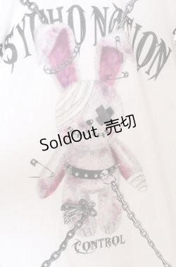 画像2: PSYCHO NATION / ショルダーZIPラビットBIG Ｔシャツ 44 ホワイト O-25-10-24-037-LO-TS-YM-ZS