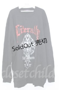 Amilige / クロスプリントBIGプルオーバー L ブラック O-25-10-24-046-PU-TO-YM-ZS