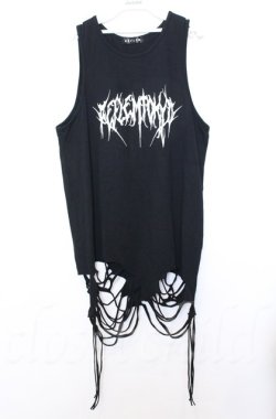 画像1: REFLEM / クラッシュ加工ロングノースリーブトップス　タンクトップ F ブラック O-25-10-24-051-PU-TO-YM-OS