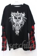 REFLEM / フェイクレイヤードチェックロンT F ブラックｘレッド O-25-10-24-056-PU-TO-YM-OS
