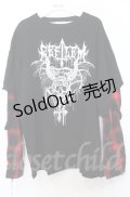 REFLEM / フェイクレイヤードチェックロンT F ブラックｘレッド O-25-10-24-056-PU-TO-YM-ZS