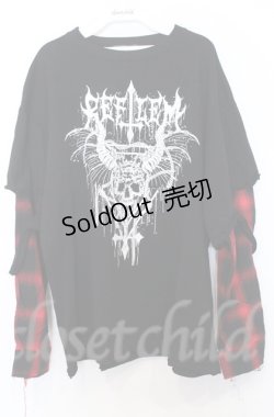 画像1: REFLEM / フェイクレイヤードチェックロンT F ブラックｘレッド O-25-10-24-056-PU-TO-YM-ZS