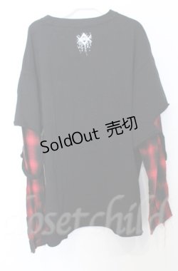 画像4: REFLEM / フェイクレイヤードチェックロンT F ブラックｘレッド O-25-10-24-056-PU-TO-YM-ZS