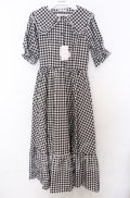 m petit by misako / TT*Mギンガムチェック半袖ワンピース S クロ O-25-10-24-021-LO-OP-YM-OS