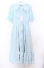 画像1: 【SALE】m petit by misako / TT*Mギンガムチェック半袖ワンピース S サックス O-25-10-24-022-LO-OP-YM-ZT24 (1)