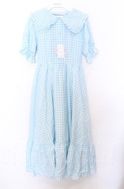 画像1: m petit by misako / TT*Mギンガムチェック半袖ワンピース S サックス O-25-10-24-022-LO-OP-YM-OS