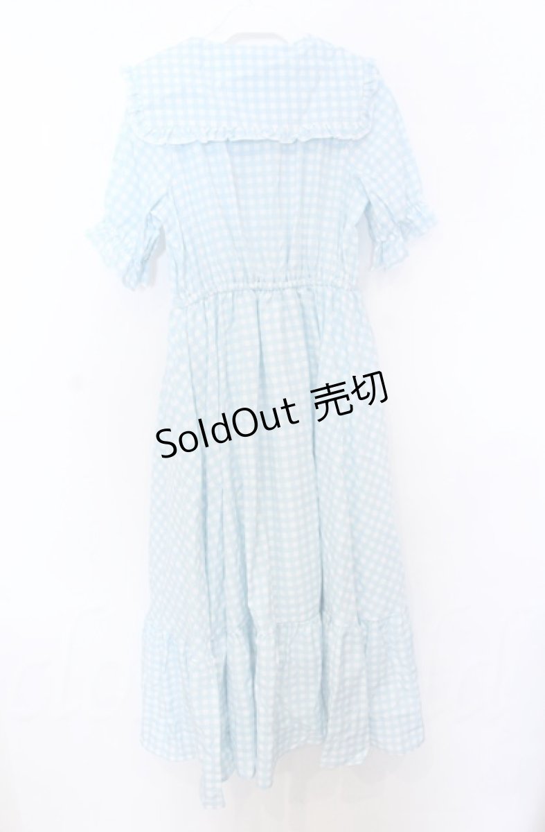 画像2: 【SALE】m petit by misako / TT*Mギンガムチェック半袖ワンピース S サックス O-25-10-24-022-LO-OP-YM-ZT24 (2)