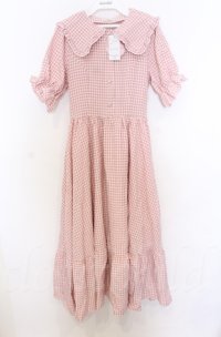 m petit by misako / ギンガムチェックワンピース S ピンク O-25-10-24-024-LO-OP-YM-ZT9