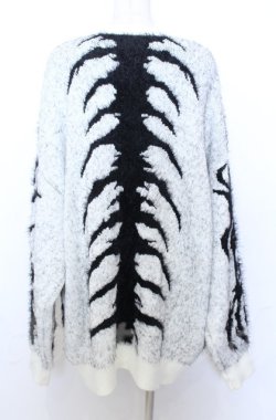 画像4: BACKSTAGE PASS / X-ray-KNIT(Xレイニット)フェザーモールニットソー F ブラックxホワイト O-25-10-24-026-PU-TO-YM-OS
